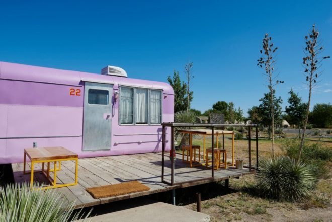 El Cosmico Trailer Park, restored trailers, retro trailer park, el cosmic trailer homes, restored trailer parks, off grid living, marfa, texas, marfa trailer park, off grid trailers, trailer conversions, van conversions, nomadic living, yurts in marfa, camping in marfa, trailer rentals marfa