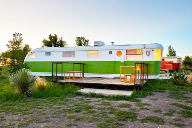 El Cosmico Trailer Park, restored trailers, retro trailer park, el cosmic trailer homes, restored trailer parks, off grid living, marfa, texas, marfa trailer park, off grid trailers, trailer conversions, van conversions, nomadic living, yurts in marfa, camping in marfa, trailer rentals marfa