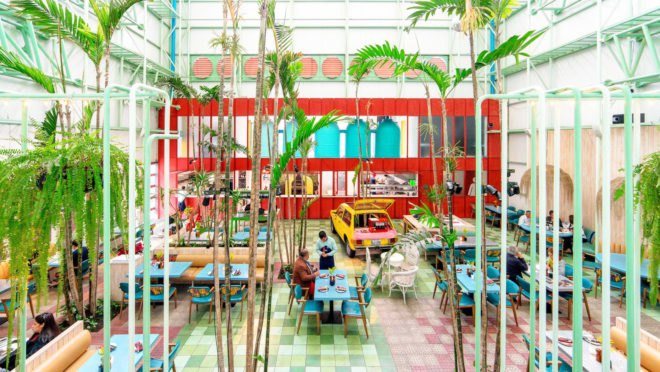 Taller Ken, Madero cafe, unique cafes, repurposed materials, interior design, vintage car design, cafe design, restaurant design, urban oasis, urban design, restaurant design, guatemala city cafe, cafe design, quirky cafes, quirky interior design, rainwater collection