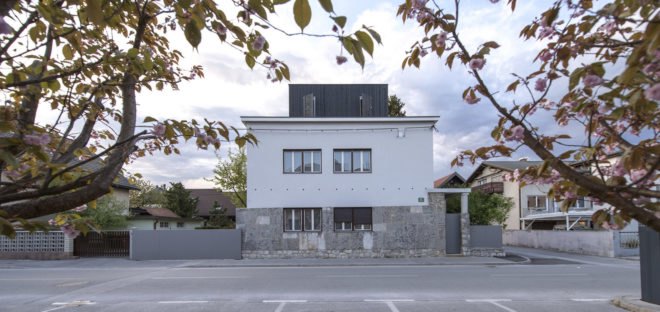 3Shoebox House, Ofis Arhitekti, green renovation, Ljubljana, natural light, staircase, concrete, podium, green architecture