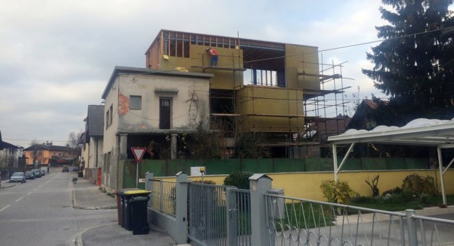 3Shoebox House, Ofis Arhitekti, green renovation, Ljubljana, natural light, staircase, concrete, podium, green architecture