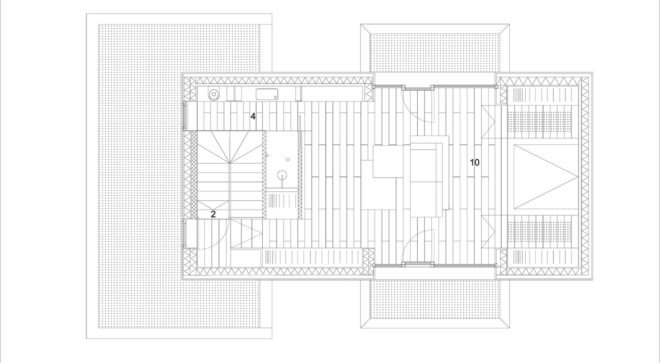 3Shoebox House, Ofis Arhitekti, green renovation, Ljubljana, natural light, staircase, concrete, podium, green architecture