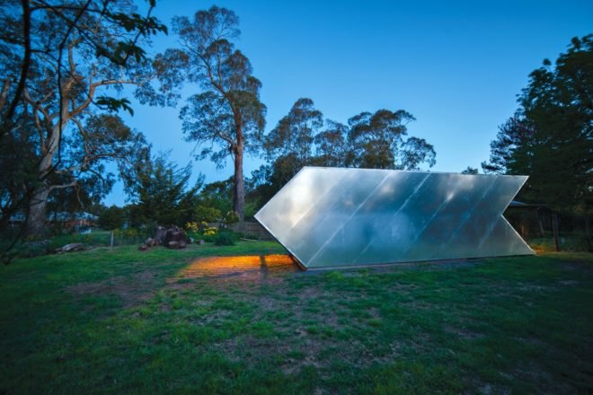 PH Architects, Nervegna Reed Architecture, Arrow Studio, art studio australia, australian architecture, art gallery design, arrow art gallery, Hanging Rock in Victoria, victoria art gallery, art studio hanging rock, timber art gallery, timber building material, green buildings, art buildings, mirrored buildings, brick veneer, garden shed, garden art gallery