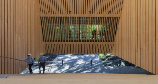 Audain Art Museum, Patkau Architects, museum, British Museum, metal facade, wooden cladding, green architecture, flooding, glass walkways, British Columbia
