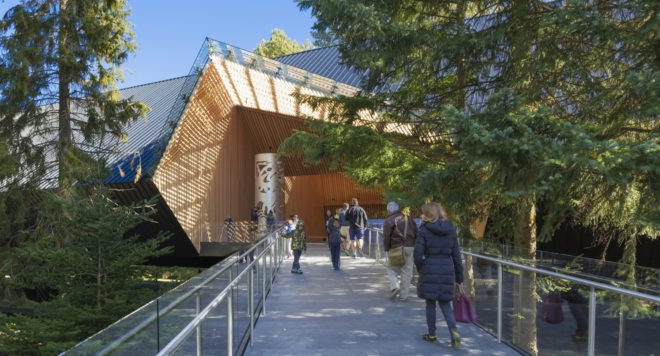 Audain Art Museum, Patkau Architects, museum, British Museum, metal facade, wooden cladding, green architecture, flooding, glass walkways, British Columbia