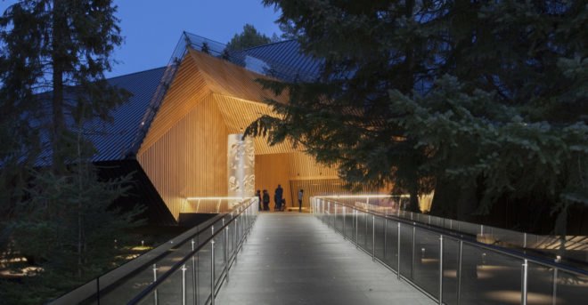 Audain Art Museum, Patkau Architects, museum, British Museum, metal facade, wooden cladding, green architecture, flooding, glass walkways, British Columbia