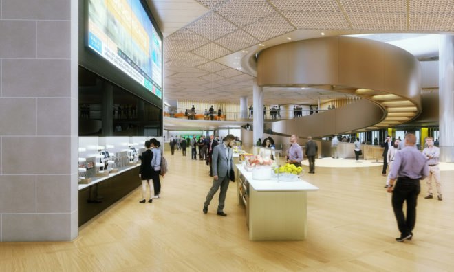 Bloomberg London headquarters by Foster + Partners, Bloomberg London headquarters, Bloomberg living green wall, sustainable office design, office architecture by Foster + Partners, collaborative workspace design,