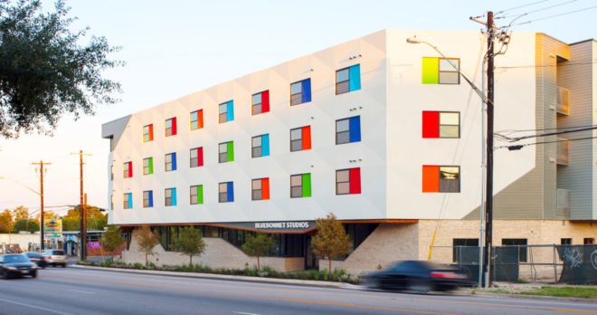 Bluebonnet Studios, social housing,Austin, Forge Craft Architecture + Design, Texas, natural light, occupancy sensors, recycled materials, recycling, green architecture