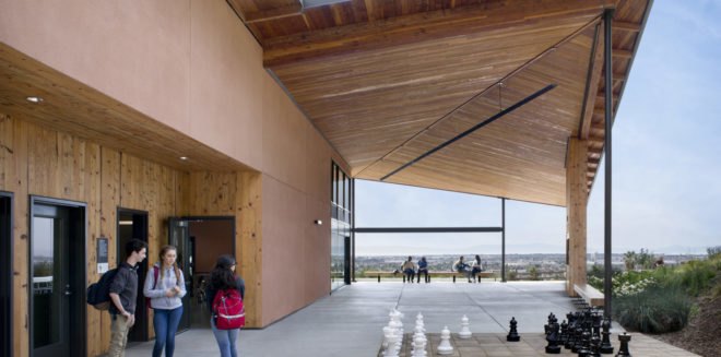 Center for Environmental Studies (CES), Bishop O’Dowd high school, California, green classroom, green school, LEED Platinum, Zero Net Energy, Siegel & Strain Architects, green architecture, rainwater harvesting, natural materials, recycled materials, double glazing, solar gain