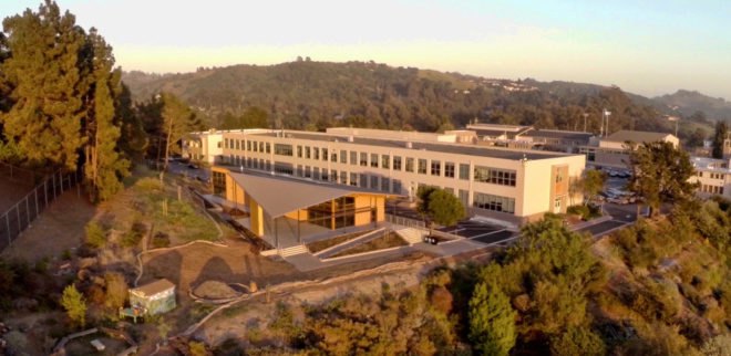 Center for Environmental Studies (CES), Bishop O’Dowd high school, California, green classroom, green school, LEED Platinum, Zero Net Energy, Siegel & Strain Architects, green architecture, rainwater harvesting, natural materials, recycled materials, double glazing, solar gain