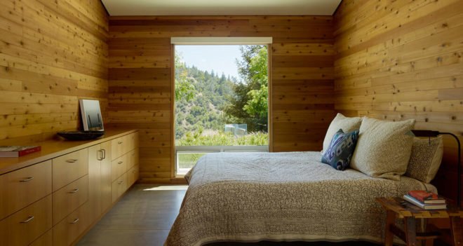 Cloverdale Residence, Turnbull Griffin Haesloop Architects, solar-powered house, California, porch, reused timber, reclaimed wood, green architecture, small footprint, solar array, solar panels, heat pump, timber cladding