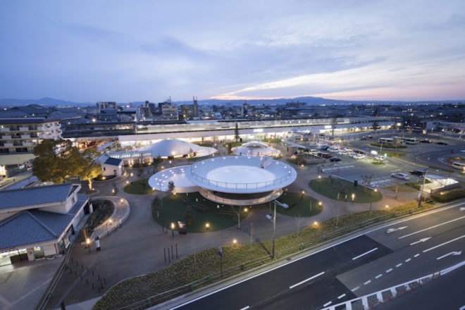 CoFuFun by Nendo, CoFuFun plaza, CoFuFun Japan, CoFuFun Tenri Station, Tenri station plaza, Cofun, ancient Japanese tombs, nendo public space, nendo design, nendo urban design, multirpurpose plaza design, precast white concrete,