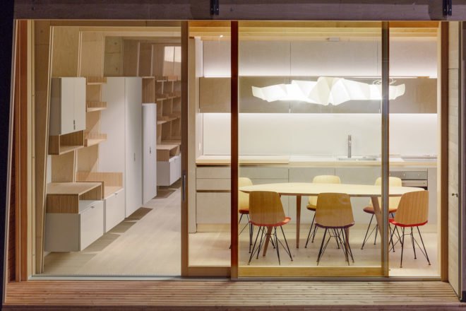 LEAPfactory, LeapHome, Frame, Frame by LEAPfactory, home, homes, house, houses, home model, Italy, prefabricated, prefabricated housing, green home, green house, sustainable home, sustainable house, environmentally friendly, architecture, design, wood, window, windows, sliding glass door, sliding glass doors, interior, kitchen, dining, dining area