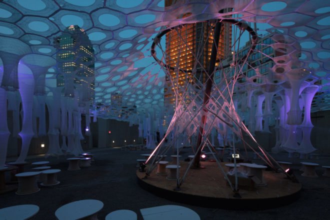 Lumen by Jenny Sabin Studio, Lumen at MoMA PS1, YAP 2017 winner, Warm Up installation MoMA, MOMA Warm Up, Lumen YAP 2017, Young Architects Program MoMA, MoMA PS1 summer installation, Lumen in NYC, Lumen canopy, Lumen art,