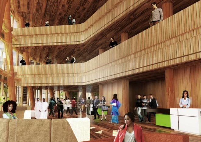 Hermann Kamte & Associates, Native Skyscraper, Experimental Hybrid Wooden Tower, cameroon wooden skyscraper, skyscraper designs, timber skyscrapers, cameroon urban design, skyscapers africa, skyscraper design for cameroon, sustainable design, green design, green building, timber buildings, timber architecture,