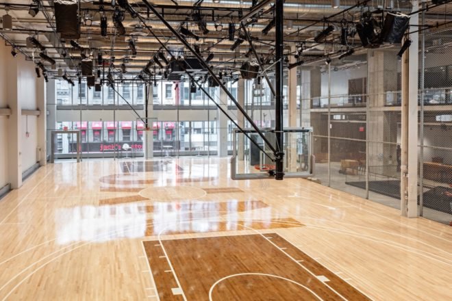 Nike New York Headquarters, Nike New York City, Nike and Miniwiz, Nike NYC headquarters, indoor basketball court in office, office VW van, creative open plan office,
