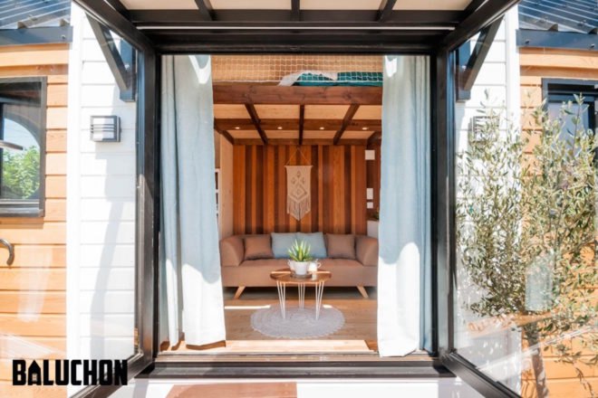 Ostara by Baluchon, Baluchon tiny house builder, France tiny house, Toulouse tiny house, French style tiny house, rustic tiny house, Ostara tiny house, tiny house on horse farm,