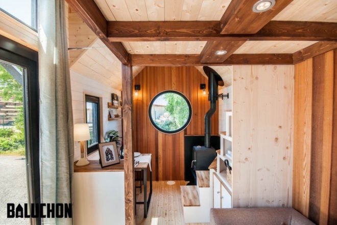 Ostara by Baluchon, Baluchon tiny house builder, France tiny house, Toulouse tiny house, French style tiny house, rustic tiny house, Ostara tiny house, tiny house on horse farm,