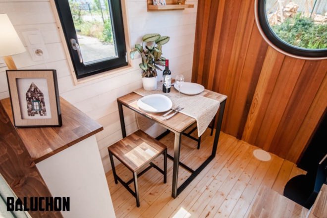 Ostara by Baluchon, Baluchon tiny house builder, France tiny house, Toulouse tiny house, French style tiny house, rustic tiny house, Ostara tiny house, tiny house on horse farm,