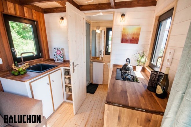 Ostara by Baluchon, Baluchon tiny house builder, France tiny house, Toulouse tiny house, French style tiny house, rustic tiny house, Ostara tiny house, tiny house on horse farm,
