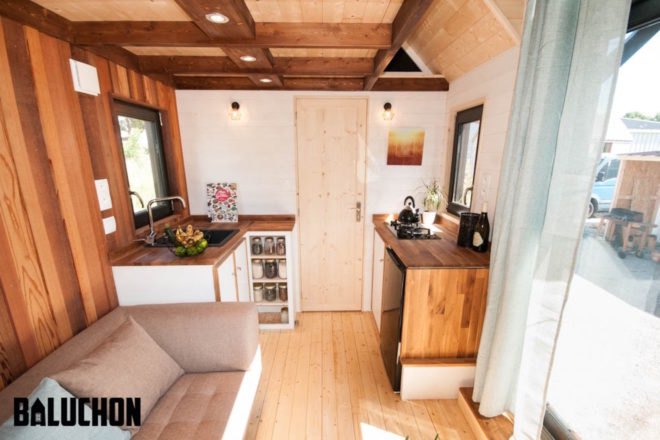 Ostara by Baluchon, Baluchon tiny house builder, France tiny house, Toulouse tiny house, French style tiny house, rustic tiny house, Ostara tiny house, tiny house on horse farm,