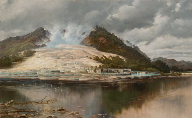 Pink and White Terraces, Lake Rotomahana, New Zealand, natural wonder, natural wonders, eighth natural wonder of the world, nature, environment, cartography, volcano, volcanic eruption, Mount Tarawera
