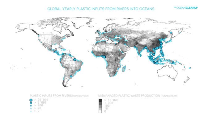 The Ocean Cleanup, Ocean Cleanup, Boyan Slat, plastic, plastic pollution, ocean plastic, ocean plastic pollution, river plastic, river plastic pollution, river, rivers, environment, environmental destruction, map, maps, world map, world maps