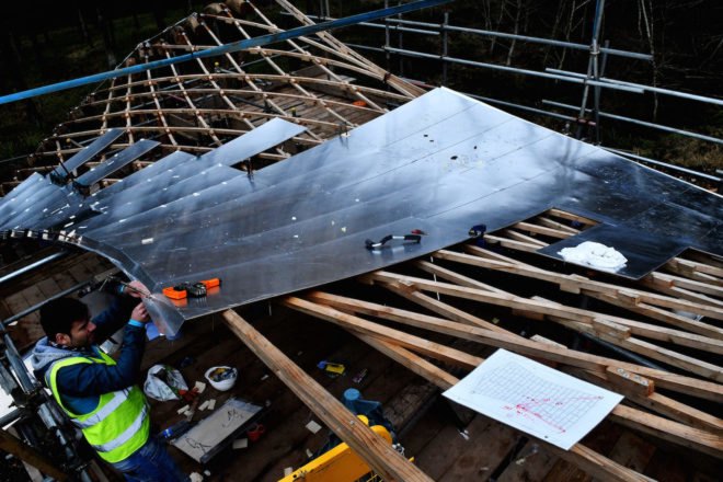 Sawmill Shelter in Hooke Park, timber in tension, tension timber pavilion, tension timber architecture, Sawmill Shelter by Design + Make, Sawmill Shelter by Architectural Association. Architectural Association Design + Make project, Hooke Park projects, anticlastic roof