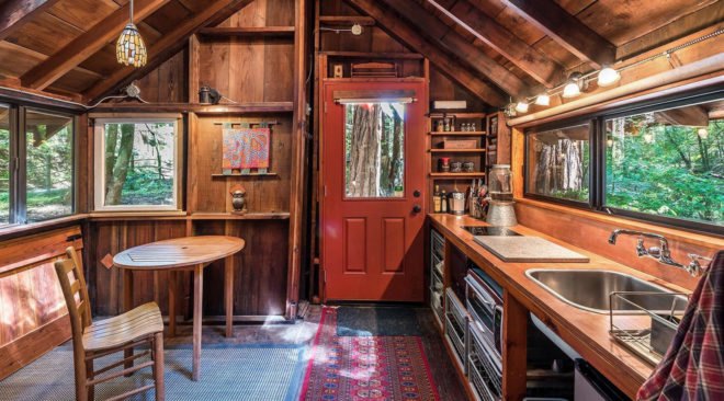 Sonoma tiny house, Vanguard Properties, tiny house, treehouse, green architecture, wooden deck, canopy, California