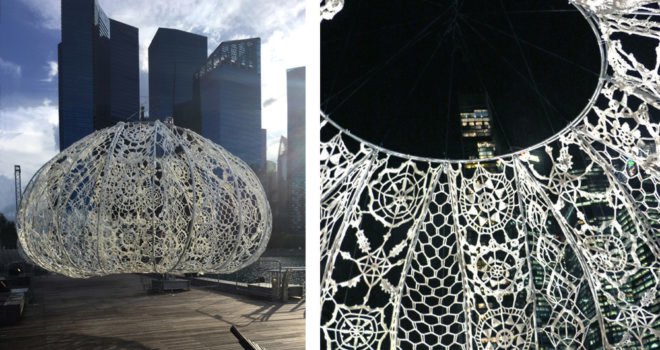 Urchins installation, Choi+Shine Architects, art installation, sea urchins, iLight Marina Bay Festival, Singapore, temporary installation, biomimicry, green design, patterns