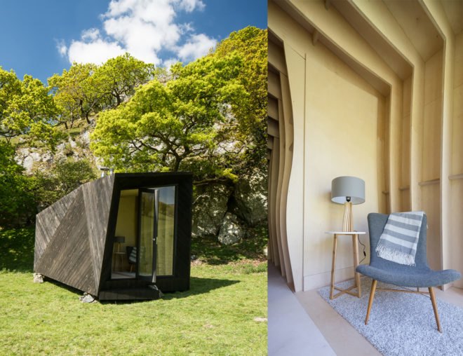 Arthur's cave cabin, Arthur's cave by Miller Kendrick architects, Arthur's cave by Epic Retreats, Arthur's cave in Welsh countryside, Arthur's cave in Wales, sheep wool insulation,