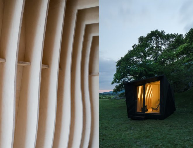 Arthur's cave cabin, Arthur's cave by Miller Kendrick architects, Arthur's cave by Epic Retreats, Arthur's cave in Welsh countryside, Arthur's cave in Wales, sheep wool insulation,
