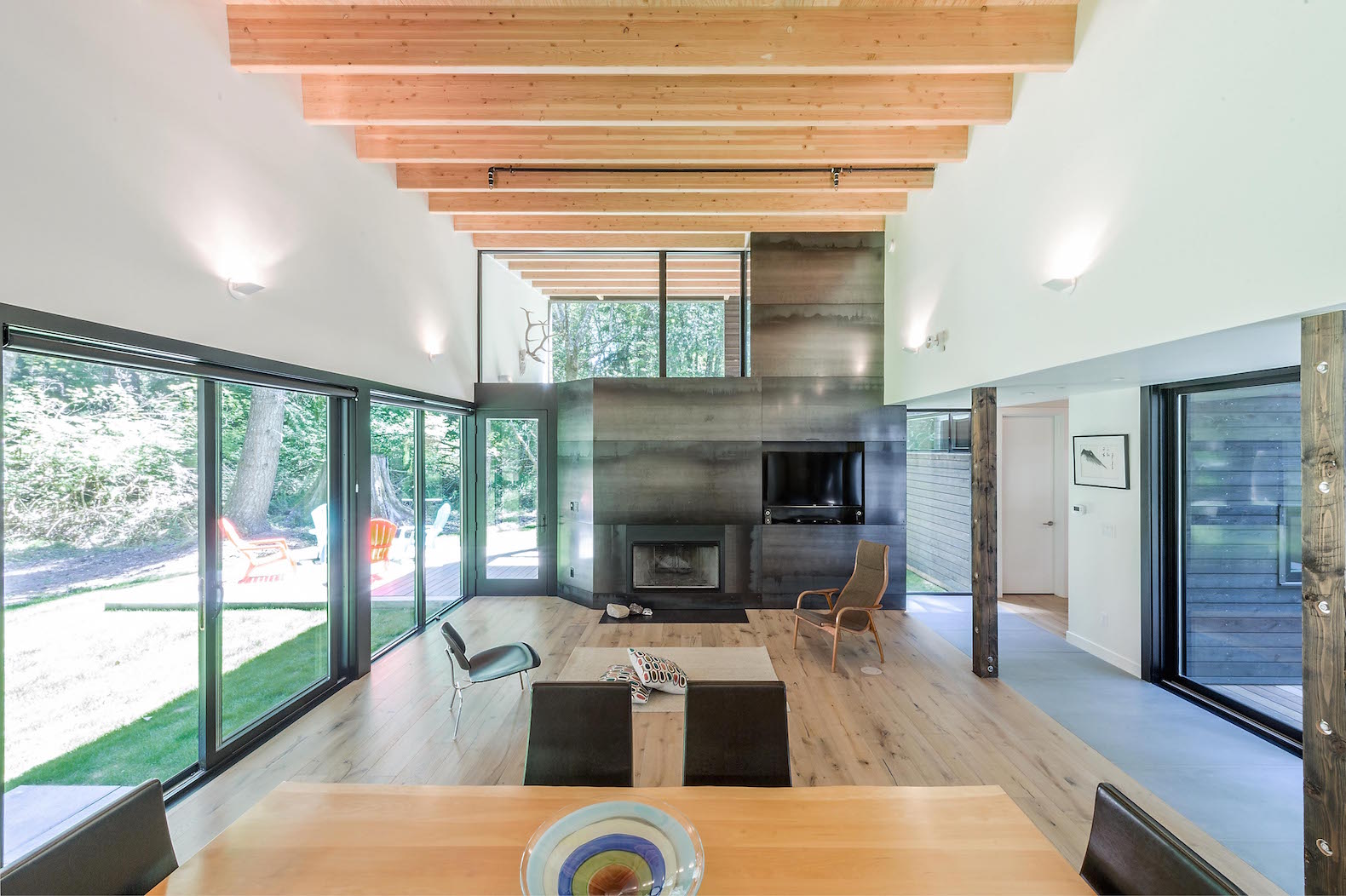 Courtyard House on a River by Robert Hutchison Architecture, Greenwater modern architecture, small home living movement, western red cedar clad home, Seattle retreat, zen like retreat, Crystal River Ranch House by Robert Hutchison Architecture