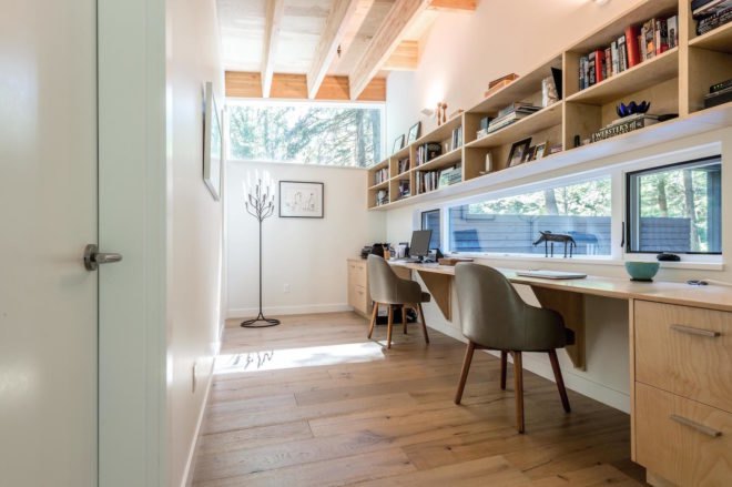Courtyard House on a River by Robert Hutchison Architecture, Greenwater modern architecture, small home living movement, western red cedar clad home, Seattle retreat, zen like retreat,