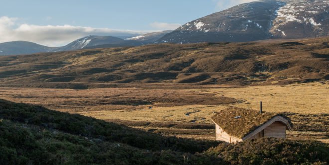 Culardoch Shieling hut, Moxon Architects, green roof, tiny hut, Scotland, locally sourced materials, natural building materials, green architecture, tiny house