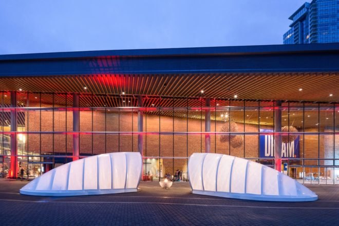 ELEVATE by DBR, LVL construction, ELEVATE for TED2016, ELEVATE TED conference, Design Build Research TED architecture, warming huts architecture, pop up warming huts, ELEVATE in Vancouver, laminated veneer lumber construction