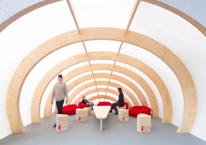 ELEVATE by DBR, LVL construction, ELEVATE for TED2016, ELEVATE TED conference, Design Build Research TED architecture, warming huts architecture, pop up warming huts, ELEVATE in Vancouver, laminated veneer lumber construction