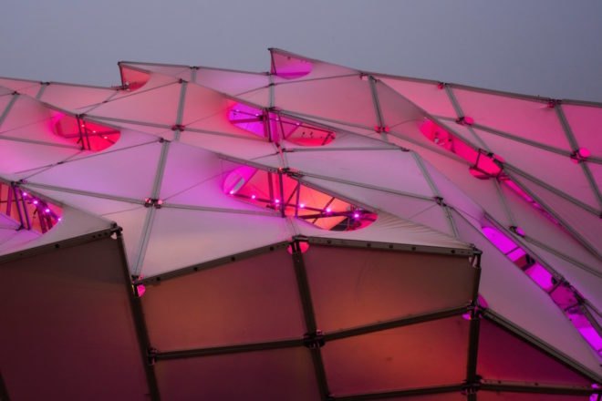 UNStudio and MDT-tex, Amsterdam Light Festival 2017, biomimetic pavilion design, Eye_Beacon in Amsterdam, Eye_Beacon by UNStudio and MDT-tex, Eye_Beacon light pavilion, Amstel River art, LED art sculpture, biomimicry in light installations