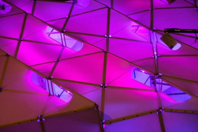 UNStudio and MDT-tex, Amsterdam Light Festival 2017, biomimetic pavilion design, Eye_Beacon in Amsterdam, Eye_Beacon by UNStudio and MDT-tex, Eye_Beacon light pavilion, Amstel River art, LED art sculpture, biomimicry in light installations