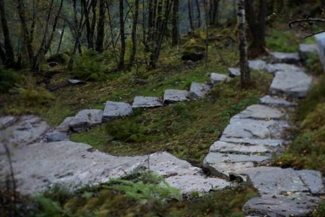 Fortunen AS, Østengen & Bergo, Skjervet waterfall architecture, Skjervet waterfall, landscape architecture, natural stone, waterfall structures, nature-inspired architecture, small spaces, tiny homes, tiny spaces, bathroom design, landscape design, green design,