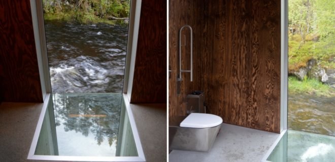 Fortunen AS, Østengen & Bergo, Skjervet waterfall architecture, Skjervet waterfall, landscape architecture, natural stone, waterfall structures, nature-inspired architecture, small spaces, tiny homes, tiny spaces, bathroom design, landscape design, green design,