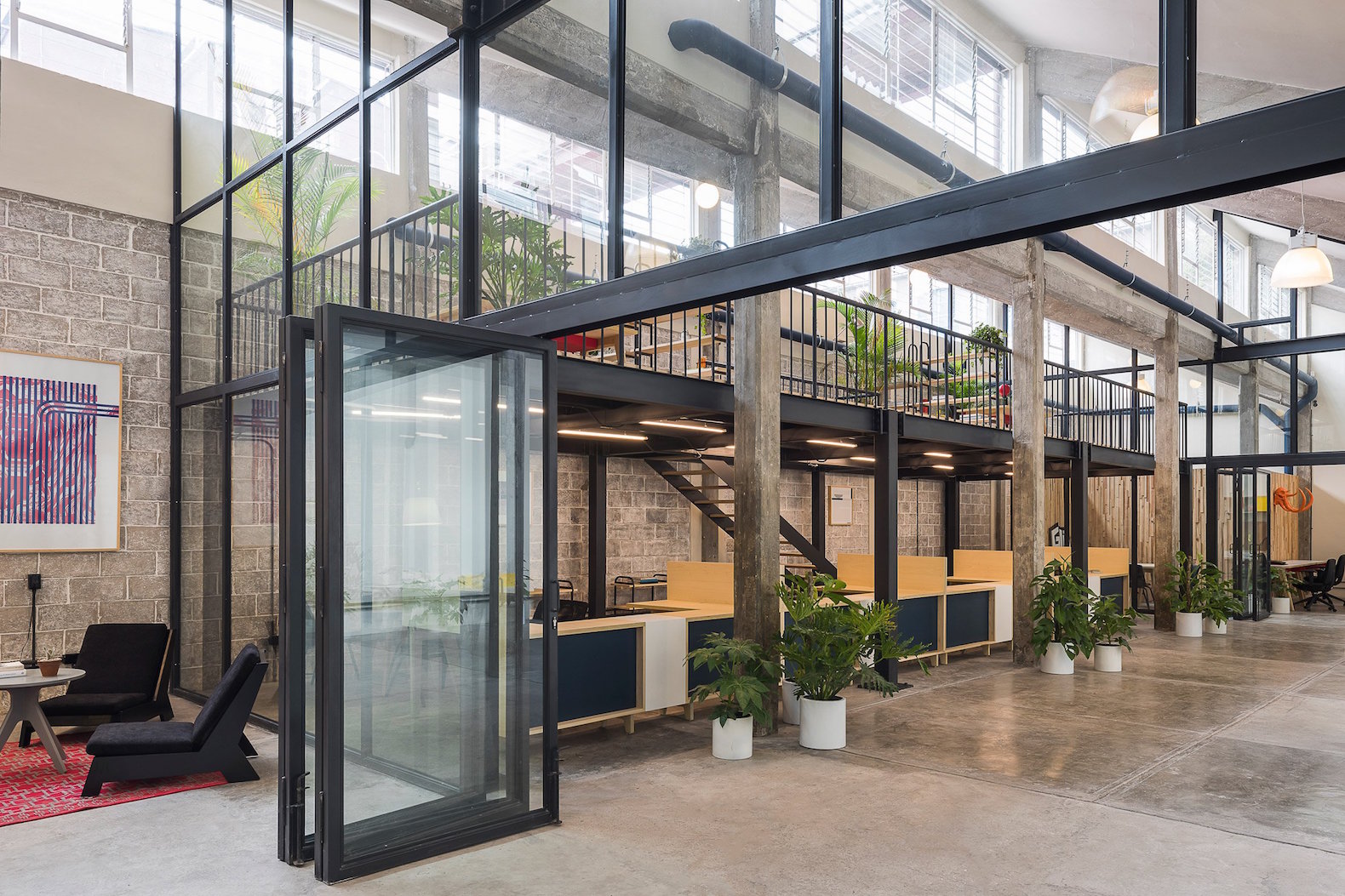 Guateque by Estudio Atemporal, Guateque Mexico City, Guateque co-working space, contemporary co-working spaces, co working spaces adaptive reuse, Mexico City co-working spaces, co-working spaces in old factories, industrial factory adaptive reuse