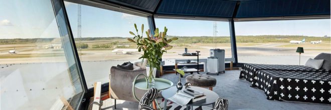 apartment in a flight control tower, HomeAway, disused flight control tower, tower apartment in Arlanda Airport, Arlanda Airport renovated tower