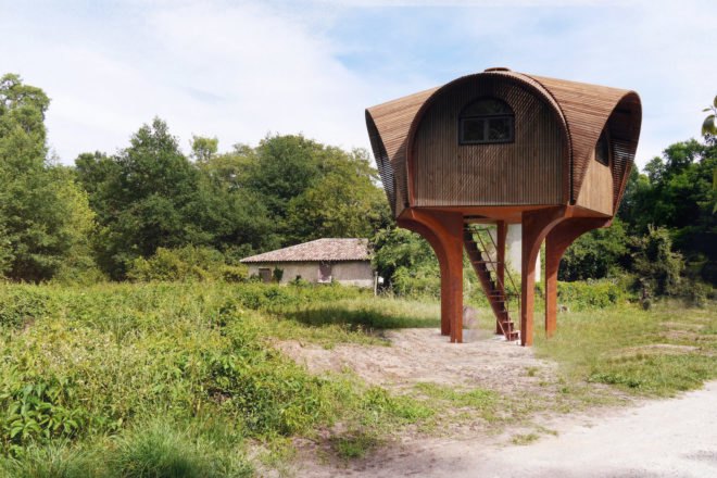 Le Haut Perche by Studio Weave, Le Haut Perché for Bordeaux, Refuges Périurbains, Le Haut Perché Refuges Périurbains, Le Haut Perché, off grid shelter Bordeaux, Bordeaux urban hiking, Bordeaux pedestrian pathway countryside