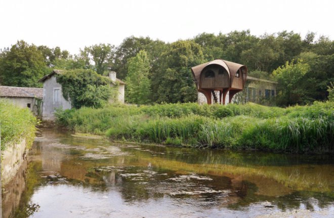 Le Haut Perche by Studio Weave, Le Haut Perché for Bordeaux, Refuges Périurbains, Le Haut Perché Refuges Périurbains, Le Haut Perché, off grid shelter Bordeaux, Bordeaux urban hiking, Bordeaux pedestrian pathway countryside
