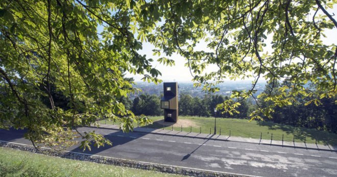 Ofis Arhitekti, modular design, wooden structures, temporary structure, library, Ljubljana, Slovenia, green architecture, temporary architecture, flexible spaces, concrete, cabin, temporary shelter, treehouse