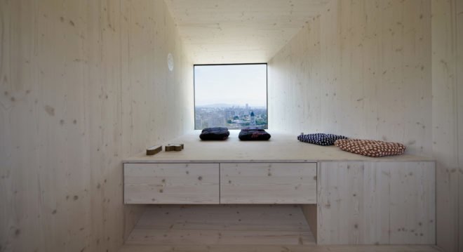 Ofis Arhitekti, modular design, wooden structures, temporary structure, library, Ljubljana, Slovenia, green architecture, temporary architecture, flexible spaces, concrete, cabin, temporary shelter, treehouse