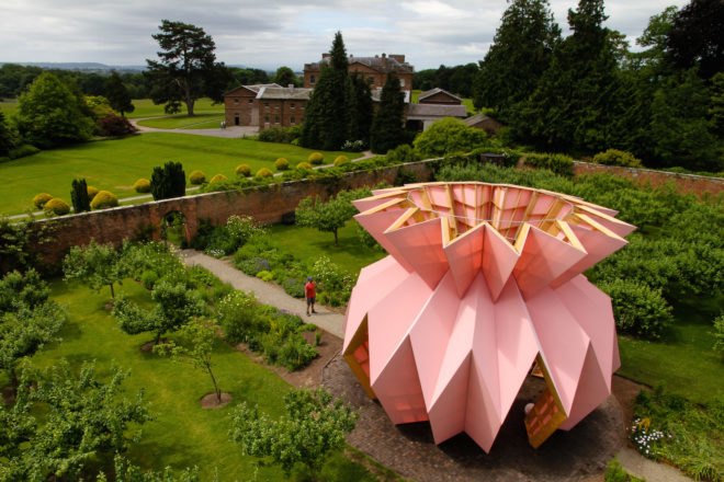 Look! Look! Look! by Studio Morison, Trust New Art at Berrington Hall, Capability Brown Trust New Art, walled garden Look! Look! Look!, Look! Look! Look! pavilion, pineapple architecture, pineapple pavilion, Arts Council England and Studio Morison,
