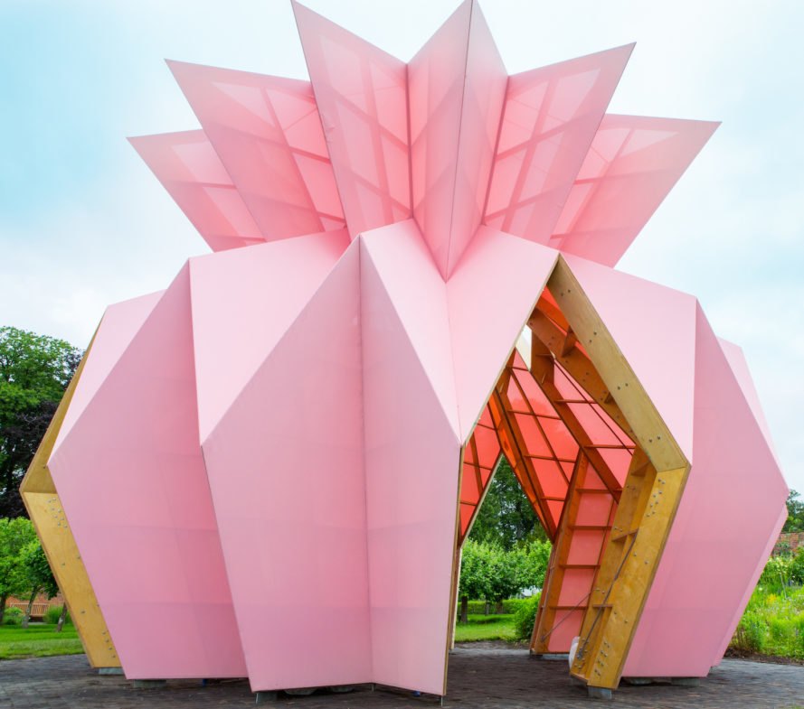 Look! Look! Look! by Studio Morison, Trust New Art at Berrington Hall, Capability Brown Trust New Art, walled garden Look! Look! Look!, Look! Look! Look! pavilion, pineapple architecture, pineapple pavilion, Arts Council England and Studio Morison,