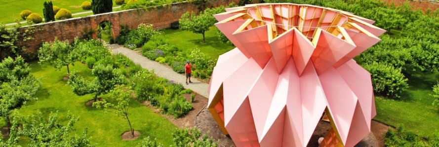 Look! Look! Look! by Studio Morison, Trust New Art at Berrington Hall, Capability Brown Trust New Art, walled garden Look! Look! Look!, Look! Look! Look! pavilion, pineapple architecture, pineapple pavilion, Arts Council England and Studio Morison,